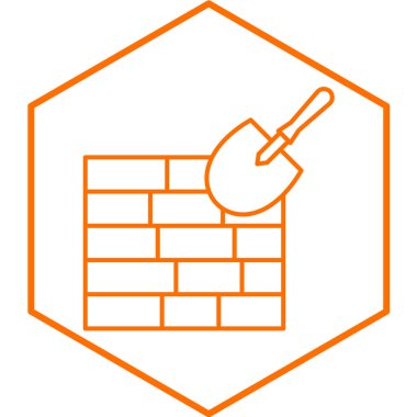 İnşaat işçisi ikonu. Ağ için tuğla vektör simgelerinin ince çizgi çizimi