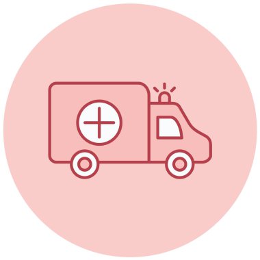 Ambulans arabası. Web simgesi basit illüstrasyon