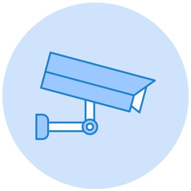 Güvenlik kamerası simgesi. Beyaz arkaplanda izole edilmiş web tasarımı için CCTV izleme vektör simgelerinin basit çizimi