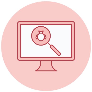 Virüslü bilgisayar. Web simgesi basit illüstrasyon