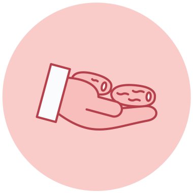 El ele tutuşan fasulye simgesi, basit tasarım vektörü çizimi