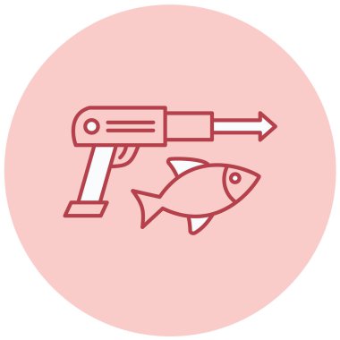 Balık ve silah. Web simgesi basit illüstrasyon