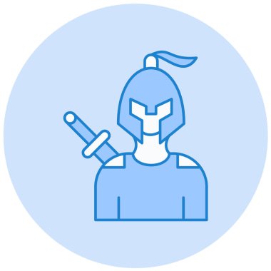 Miğferi ve kılıcı olan bir adamın vektör çizimi