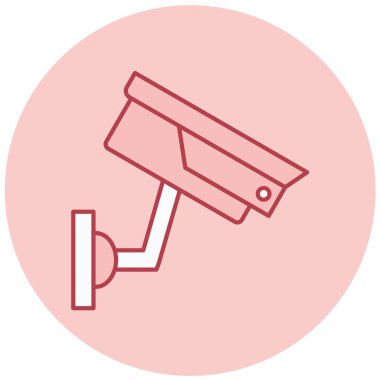 Güvenlik kamerası simgesi. Beyaz arkaplanda izole edilmiş web tasarımı için CCTV izleme vektör simgelerinin basit çizimi