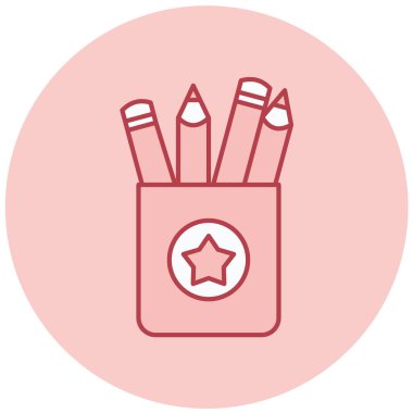 Kalemler kutuya. Web simgesi basit illüstrasyon