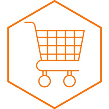 Alışveriş arabası ikonu. beyaz arkaplanda turuncu çizimler