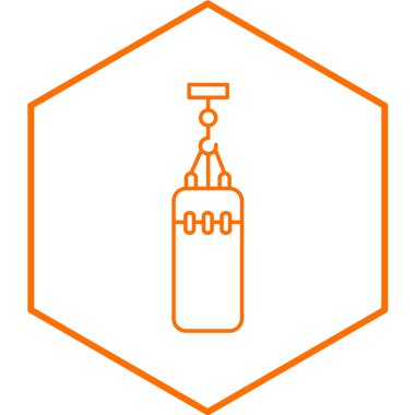 Beyaz arka planda boks torbası simgesi izole edildi. Spor malzemeleri. vektör illüstrasyonu