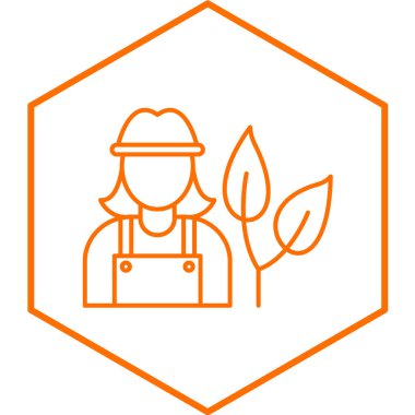 Lady Farmer basit simgesi, vektör illüstrasyonu