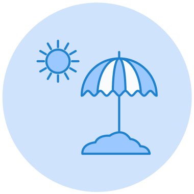 Kumsal, şemsiye, yaz, tatil, hava. vektör illüstrasyonu