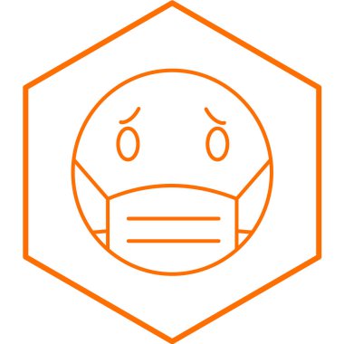 yüz maskesi simgesi. Web için biyolojik tehlike vektör sembolünün özet çizimi