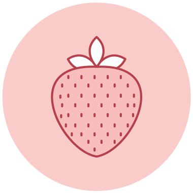 Çilekli. Web simgesi basit illüstrasyon