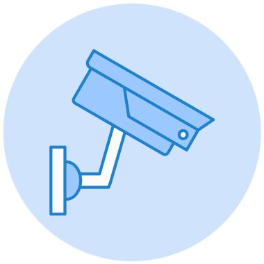 Güvenlik kamerası simgesi. Web için CCTV izleme vektör simgelerinin basit bir çizimi