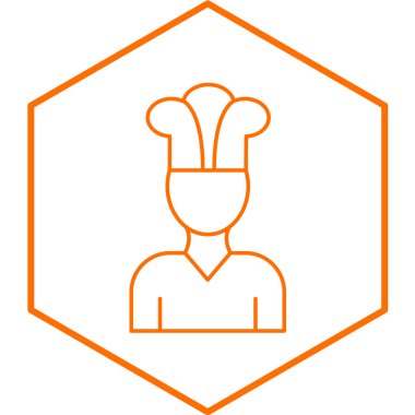 Ağ ve mobil uygulama tasarımınız için beyaz arkaplanda izole edilmiş şef simgesi vektörü, aşçı logosu konsepti