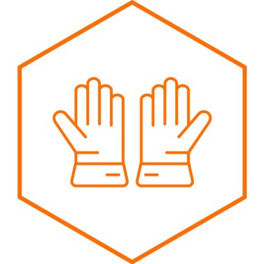 Çizgi eldiveni simgesi beyaz arkaplanda izole edildi. Temizlik ekipmanı işareti. Koruyucu eldiven sembolü. vektör illüstrasyonu