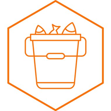 balık kovası simgesi, basit tasarım vektör çizimi