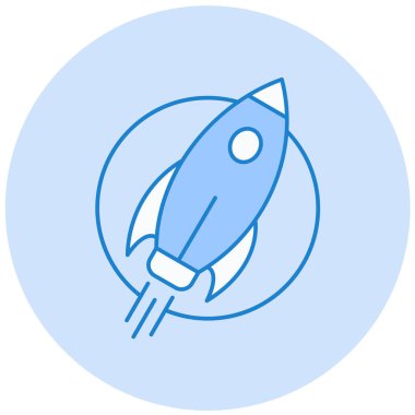 Roket. Web simgesi basit illüstrasyon