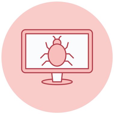 Bilgisayar virüsü. Web simgesi basit illüstrasyon