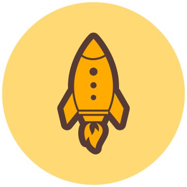 Roket. Web simgesi basit illüstrasyon