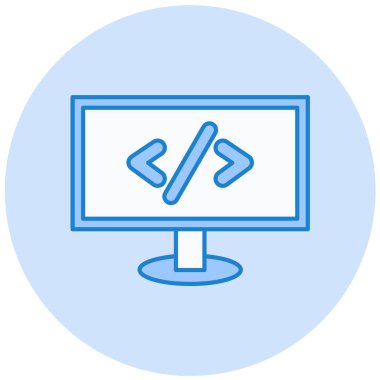 Bilgisayar kodlaması. Web simgesi basit illüstrasyon