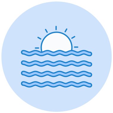 Deniz ve güneş. Web simgesi basit illüstrasyon