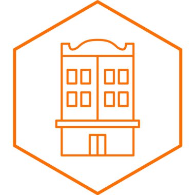 Otel ikonu. Depo vektör sembolü web tasarımının ana hatları