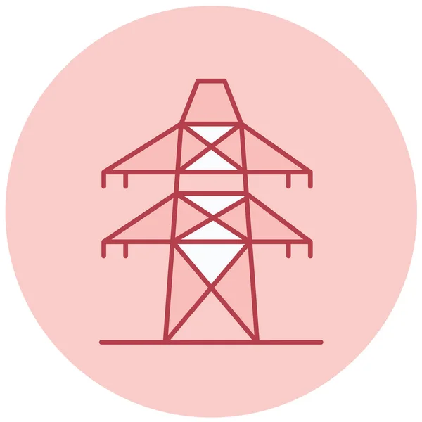 Power Tower Icon Flat Style Vector Illustration — ストックベクタ