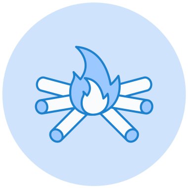 Kamp ateşi. Web simgesi basit tasarım