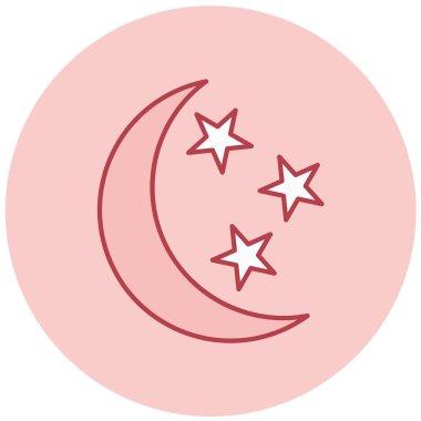 Yıldızlı ay simgesi, vektör illüstrasyonu 