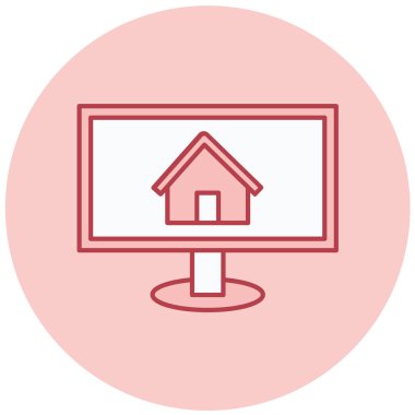 Ekrandaki ev. Web simgesi basit illüstrasyon