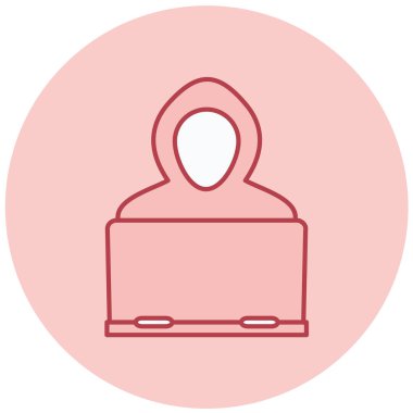 Dizüstü bilgisayarı ve insan avatar karakter çizimi olan bir adam