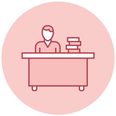 İş adamı ofis masası vektör illüstrasyonunda çalışıyor