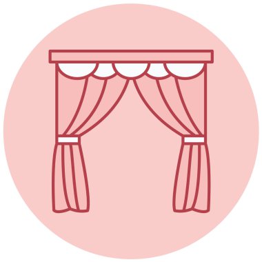 Beyaz arkaplanda izole edilmiş karikatür tarzında perde simgesi. perde sembolü vektör illüstrasyonu