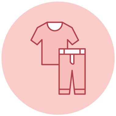 Tişört, kıyafetler, şort, tişört, düz renk ikonu. vektör illüstrasyonu