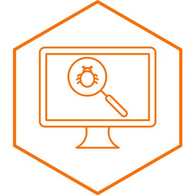 Büyüteçli bilgisayar monitörü ve dizüstü bilgisayar simgesi. vektör illüstrasyonu