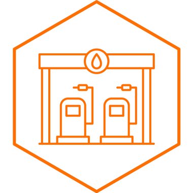 Yağ pompası ikonu. Benzin istasyonu vektör simgelerinin ince çizgi çizimi.