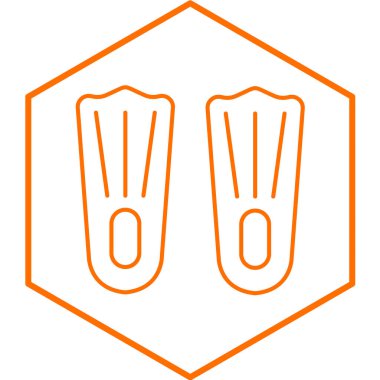 turuncu çizgili yüzgeç simgesi beyaz arkaplanda izole edildi. Dalış ekipmanları. vektör illüstrasyonu