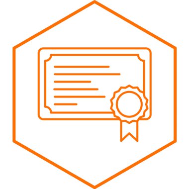 Sertifika simgesi. Web tasarımı için turuncu yıldız vektör çizgisi simgelerinin basit çizimi