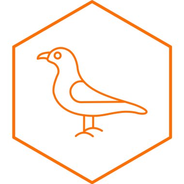 Beyaz arkaplanda kuş simgesi vektörü izole edildi, şeffaf, ana hatlı renkte vuruş üzerinde gıda işareti logosu konsepti