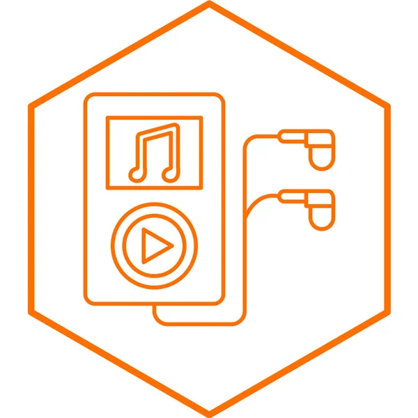 Icône Ligne Lecteur Musique Pour Application Web Mobile — Image vectorielle