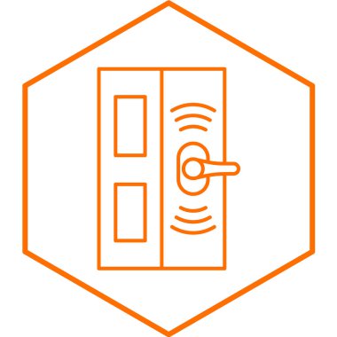 Akıllı Kapı simgesi. Web için ev vektör simgelerinin özet çizimi