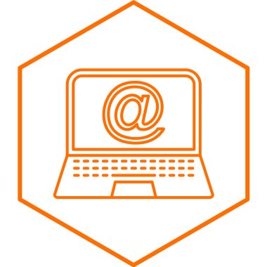 E- posta simgesi simgesi olan dizüstü bilgisayar. vektör illüstrasyonu