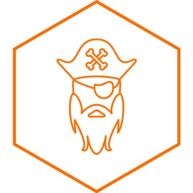 Beyaz arkaplanda izole edilmiş ana hatlı korsan simgesi. Ordu sembolü