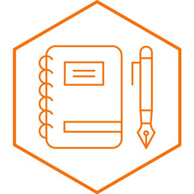 Kalem ve kalem ikonlu defter. vektör illüstrasyonu