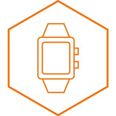 Beyaz arkaplanda akıllı saat simgesine sahip smartwatch, vektör illüstrasyonu