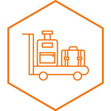 Bavul kutusu ikonu. Ağ için bagaj vektör simgelerinin özet çizimi