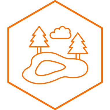 Yürüyüş ikonu vektörü. Dağ sembolünün ana hatları. düzenlenebilir vuruş