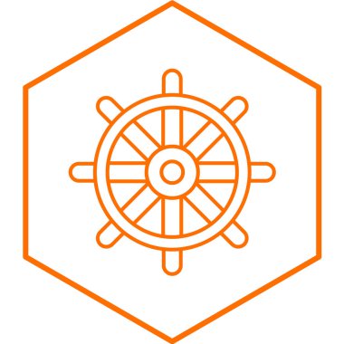 Geminin direksiyon simgesi. Web için dümen vektör simgelerinin özet çizimi