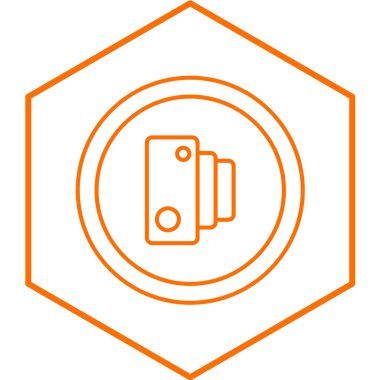 Sarı arkaplanda beyaz çizgi pil simgesi izole edildi. vektör illüstrasyonu