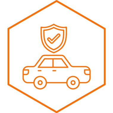 Araba sigortası ikonu. Web için basit taksi aracı vektör simgeleri çizimi