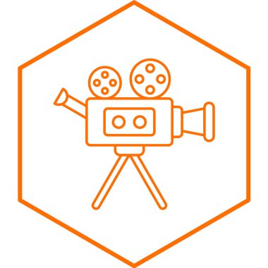 Video kamera simgesi. İnce çizgi sinema işareti. film sembolü